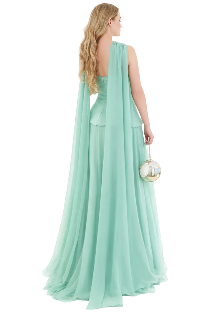 strapless corset tulle maxi dress with layered skirt – MINT