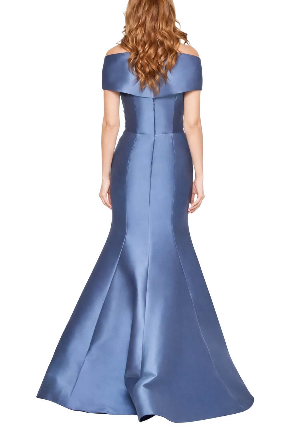 off-shoulder satin mermaid dress with crossover bodice – STEEL