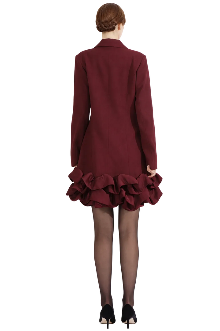 double-breasted blazer mini dress with ruffle hem – BURGU