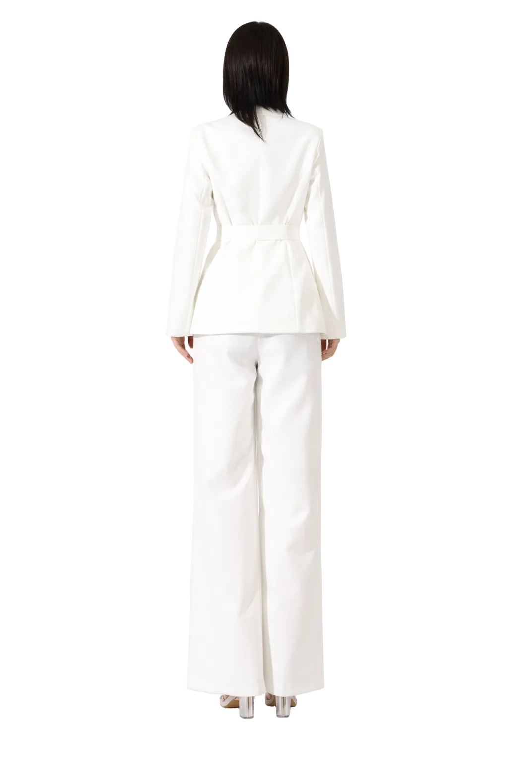 double-breasted blazer with floral appliqué and wide-leg pants set – PEARL