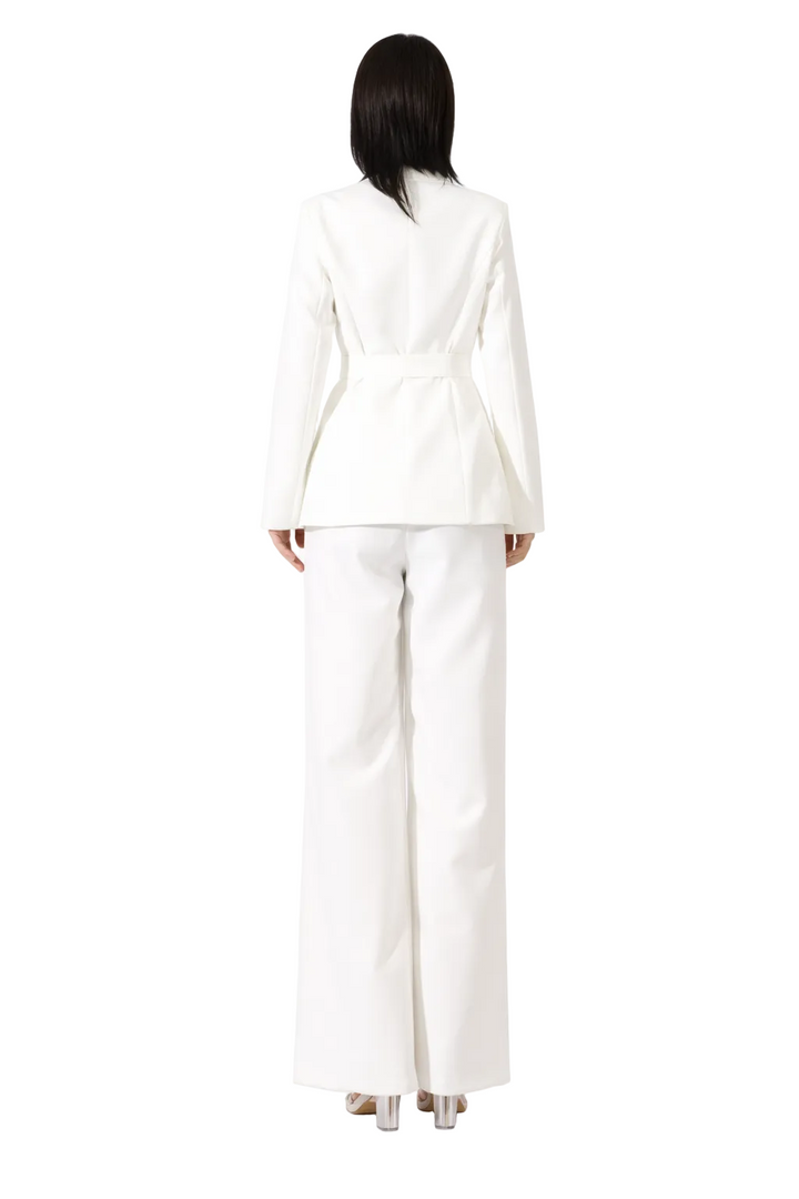 double-breasted blazer with floral appliqué and wide-leg pants set – PEARL