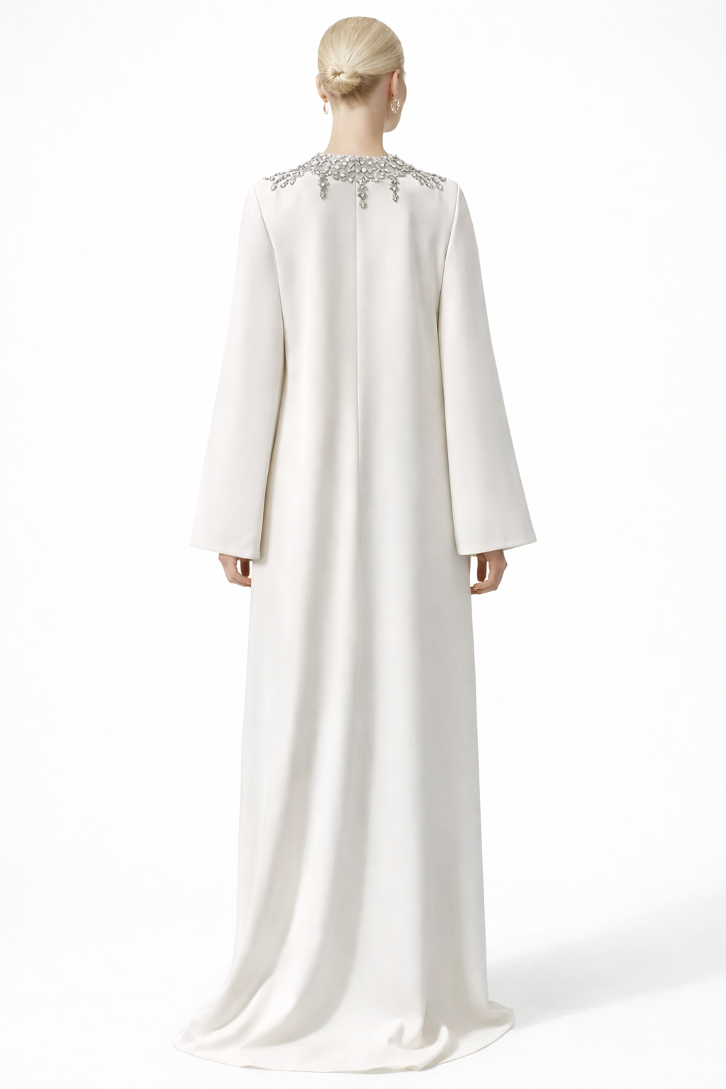 high-neck embellished kaftan maxi dress with flared sleeves – PEARL