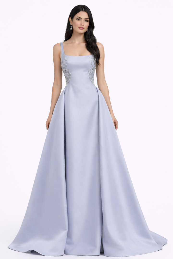 sleeveless square neck ball gown with pearl embellishment – DREAM