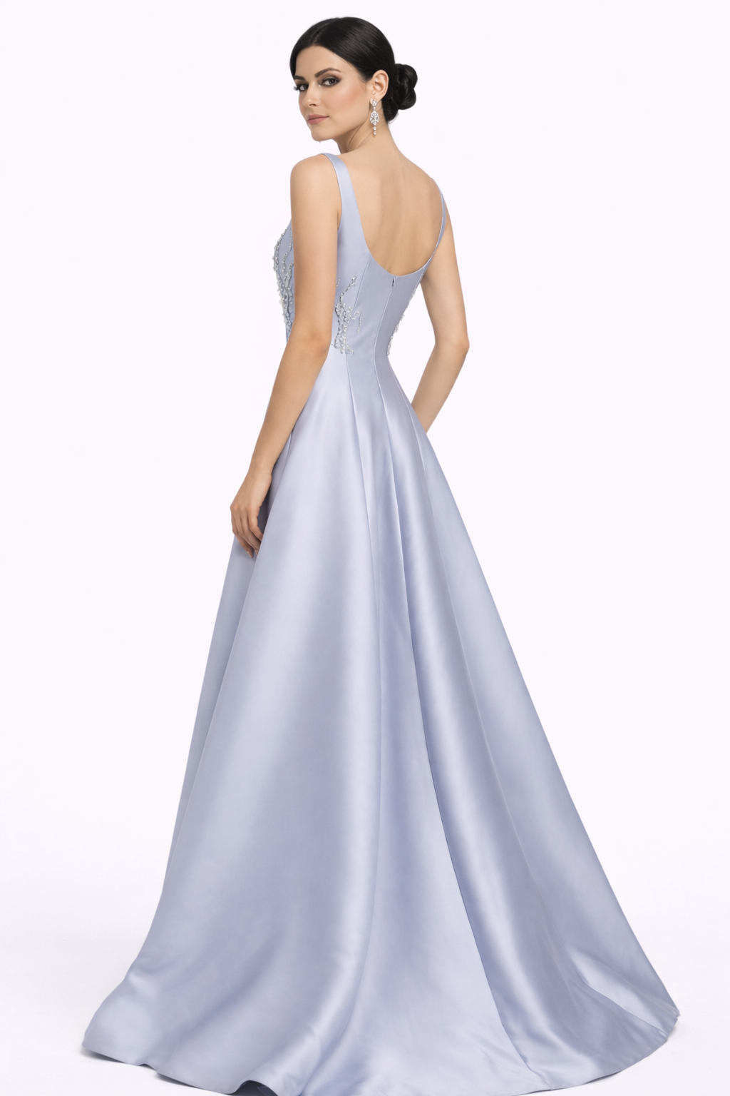 sleeveless square neck ball gown with pearl embellishment – DREAM