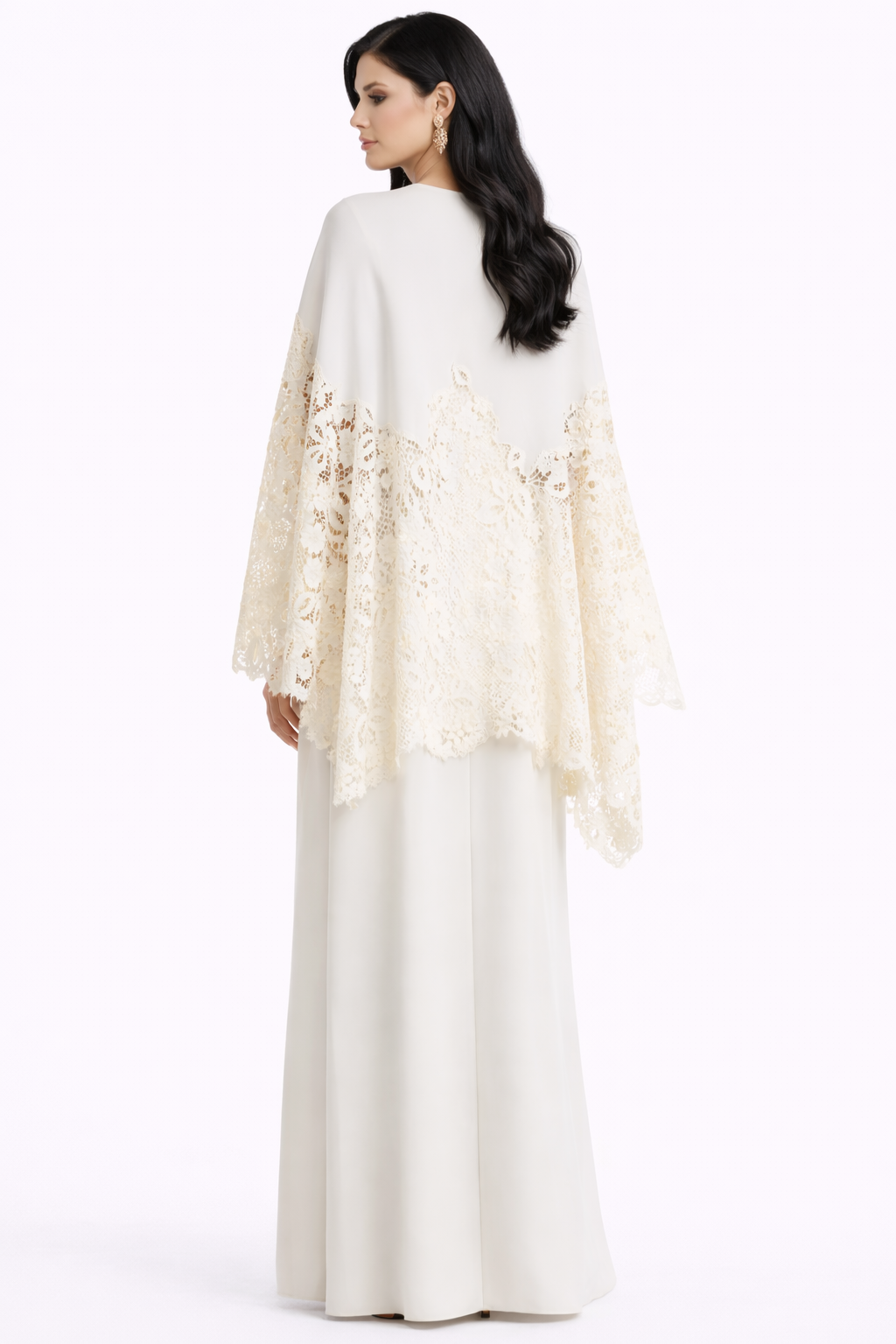 long sleeve maxi dress with lace cape sleeves – IVOOM