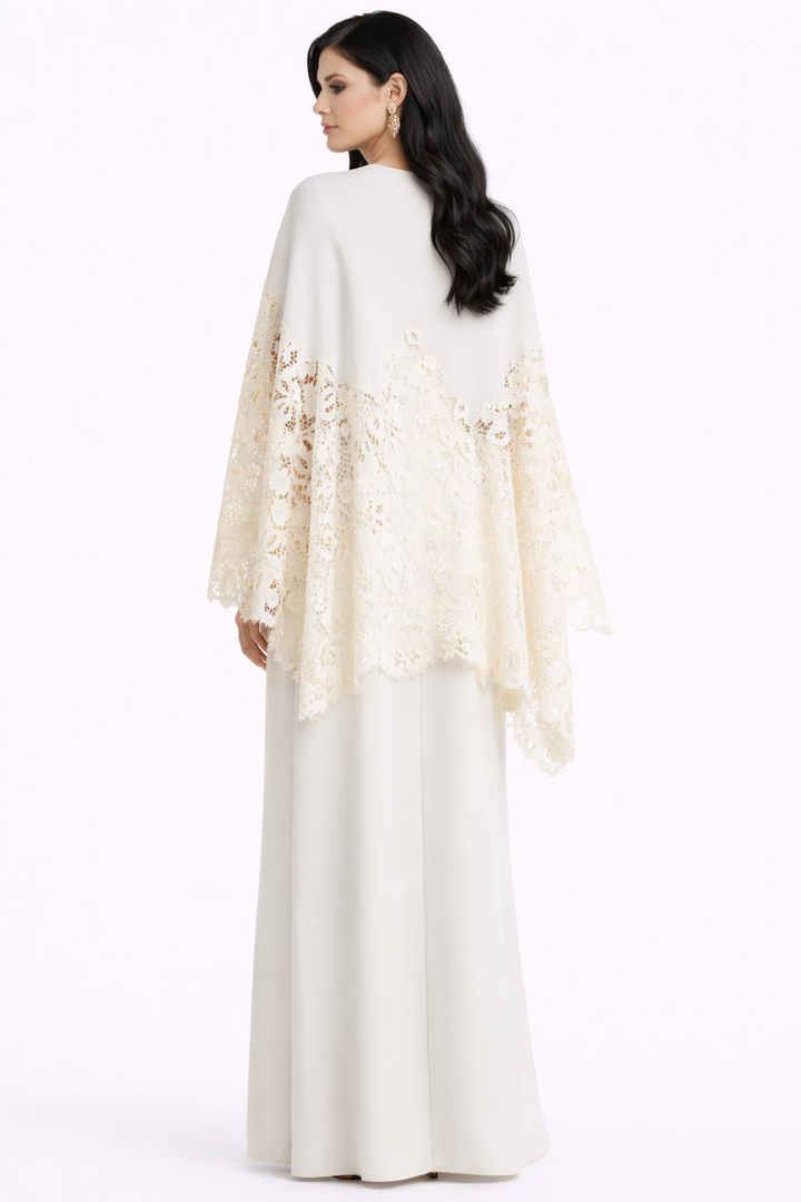long sleeve maxi dress with lace cape sleeves – IVOOM