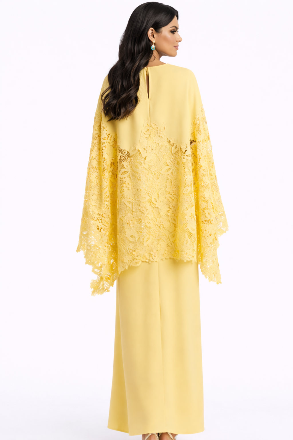long sleeve maxi dress with lace bell sleeves – VEIL
