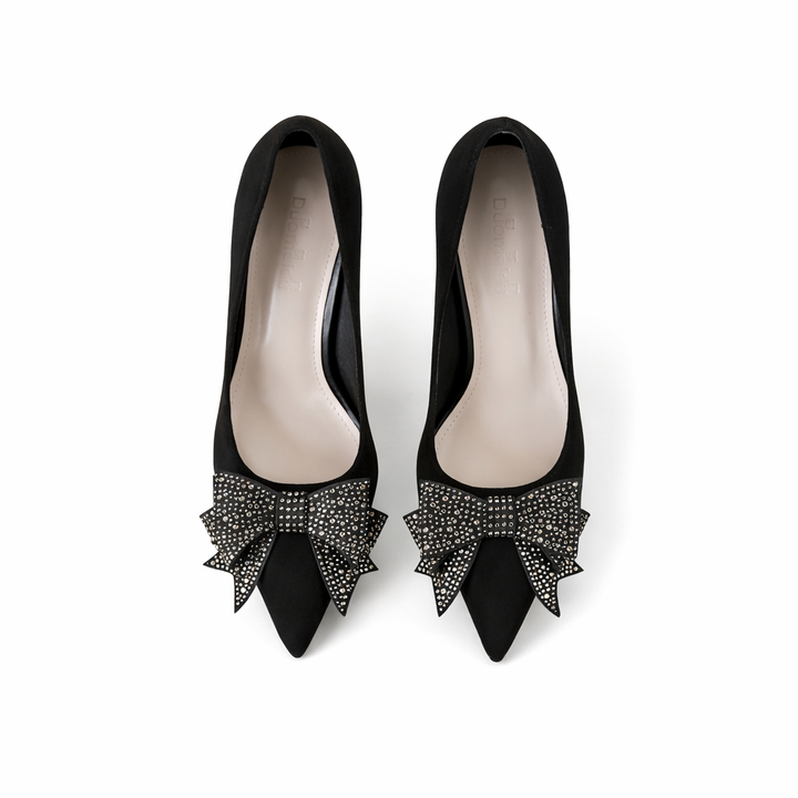 pointed toe pumps with crystal bow detail – BOW