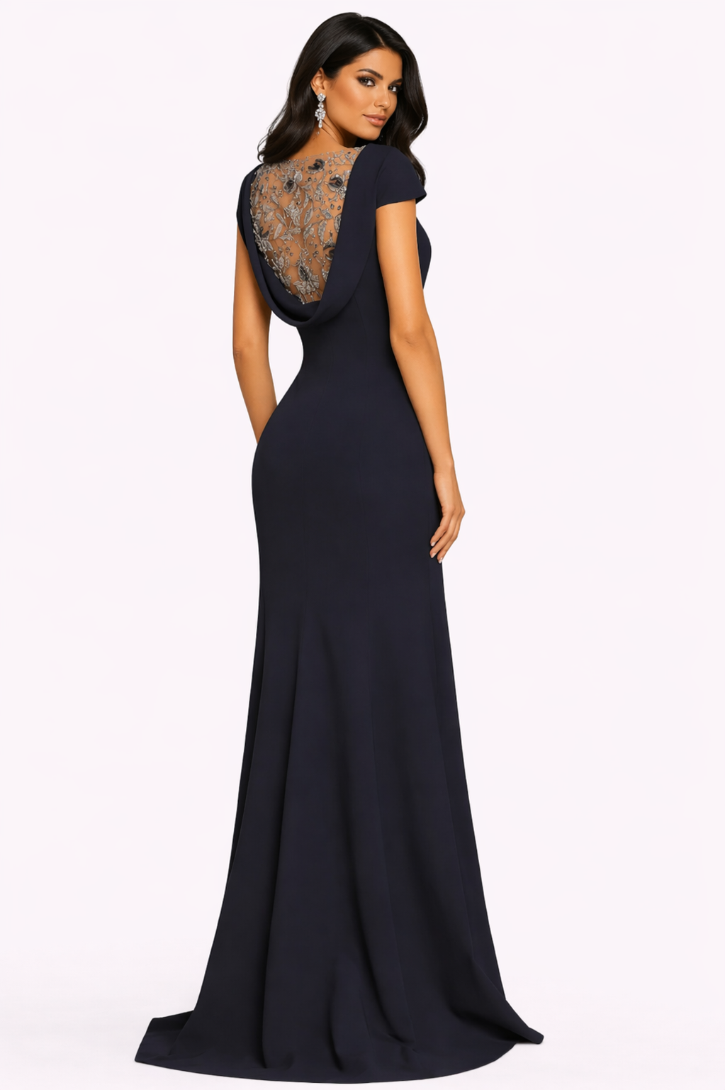 cap sleeve mermaid dress with bateau neckline – MIDNIGHT