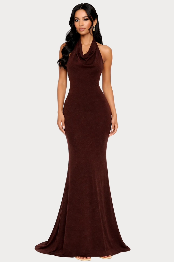 Elegant Halter Neck Mermaid Evening Dress – BERLA