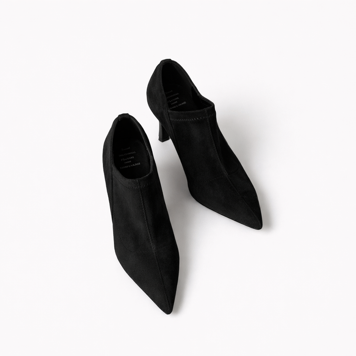 pointed-toe suede ankle boots with sculpted heel – SIENNA