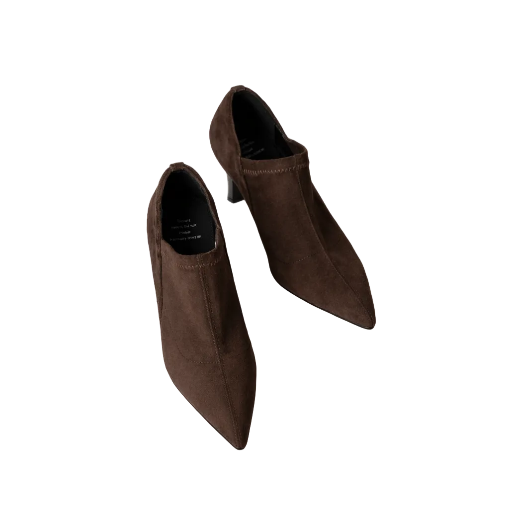 pointed-toe suede ankle boots with sculpted heel – SIENNA