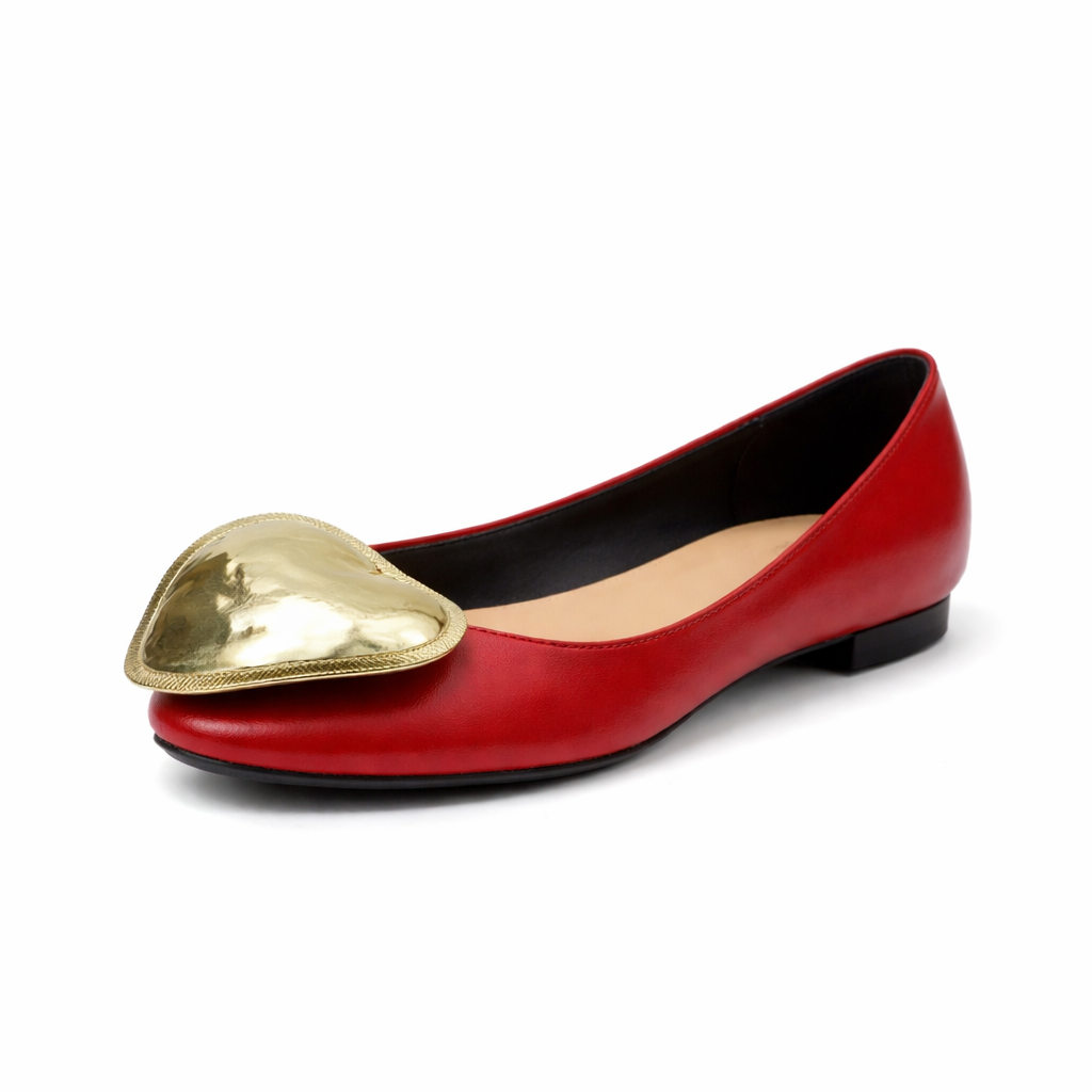 round-toe flats with oversized metallic accent – ADHAM