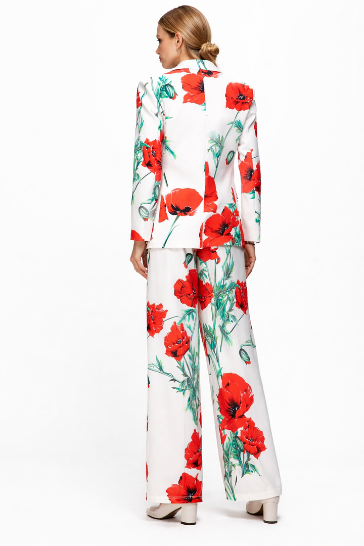 floral printed blazer and wide-leg pants set – ROSALIA