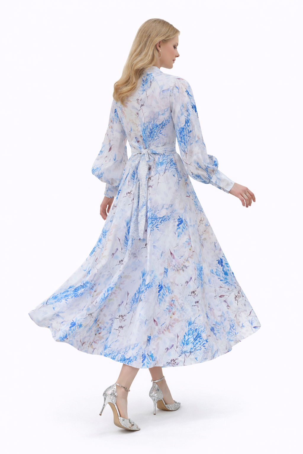 Button-Front Floral Maxi Dress with Waist Tie – SOLENE