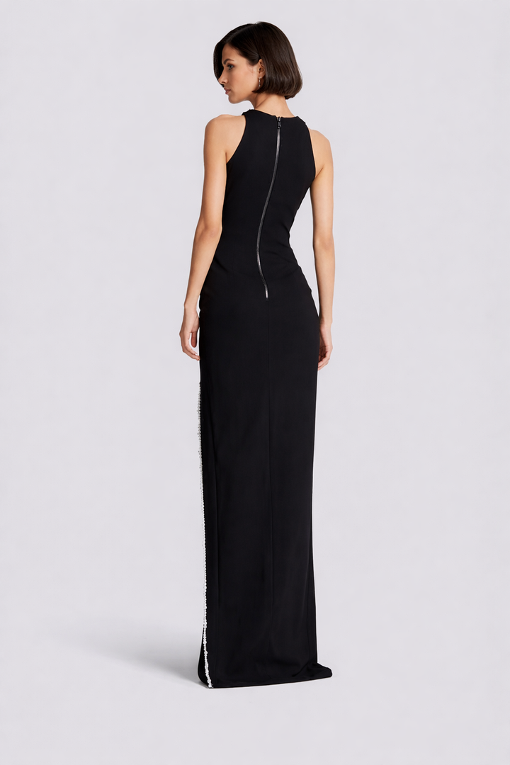 Halter Neck Maxi Dress with Crystal Face Embellishment – MUSE