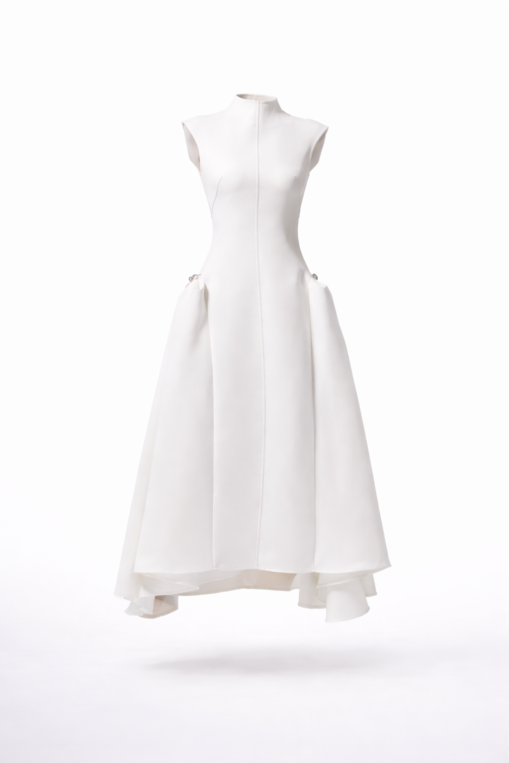 sleeveless high-neck midi dress with fluid hemline – ELHEIW