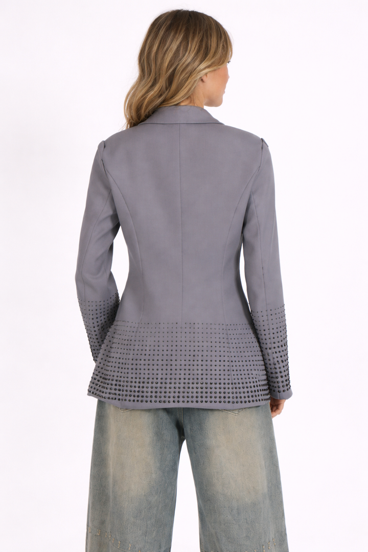 Double-breasted blazer with perforated hem details – EDGE