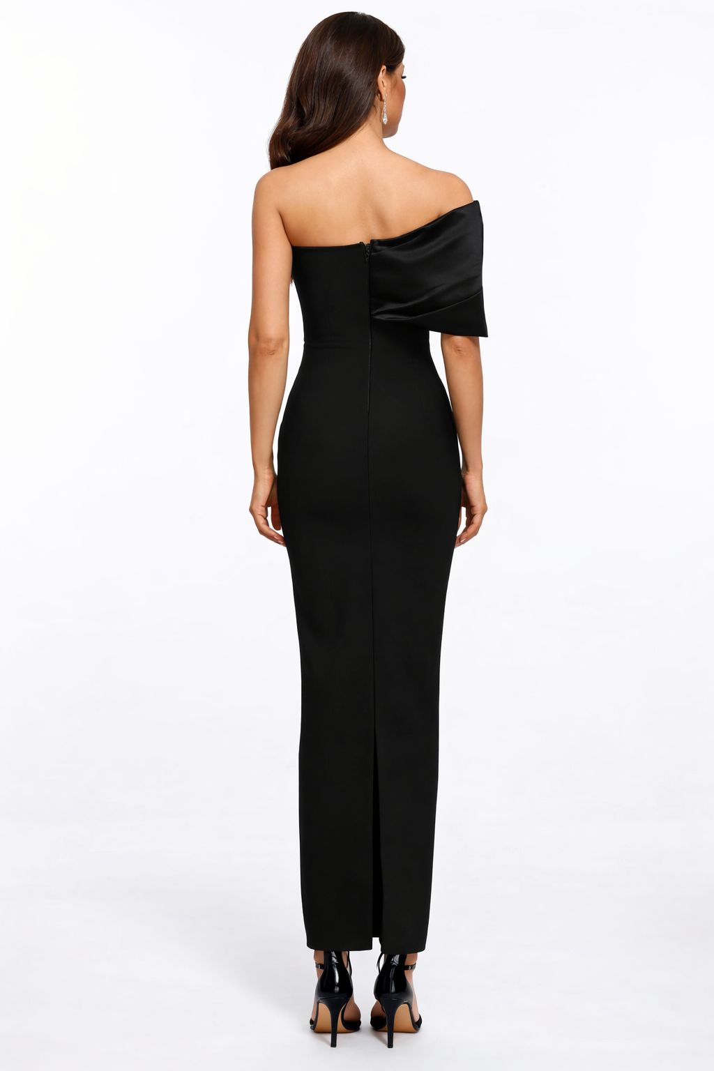 one-shoulder embellished column maxi dress with crystal branch detailing – SILVAE
