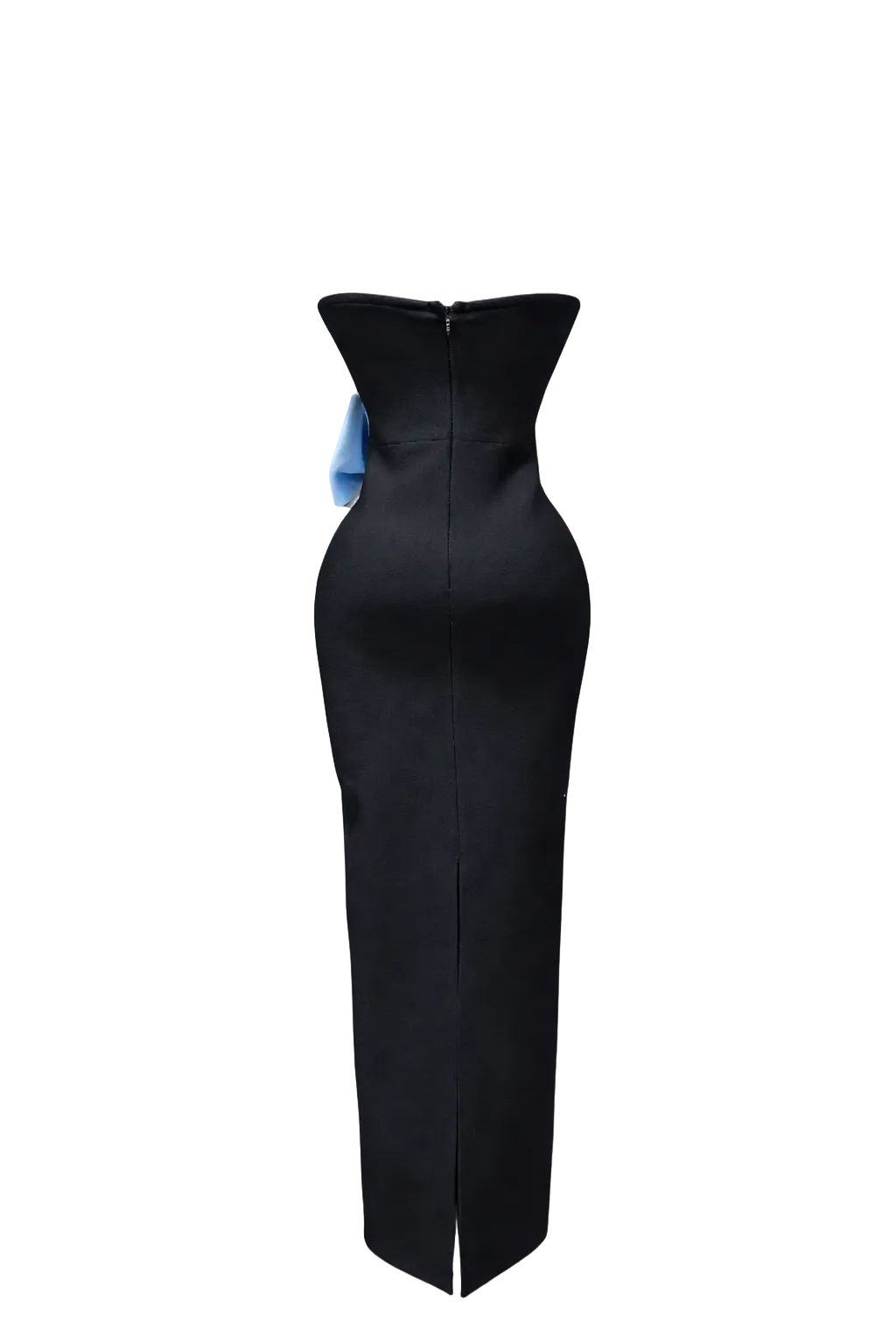 strapless color-block midi dress with bow waist detail – ROUGE