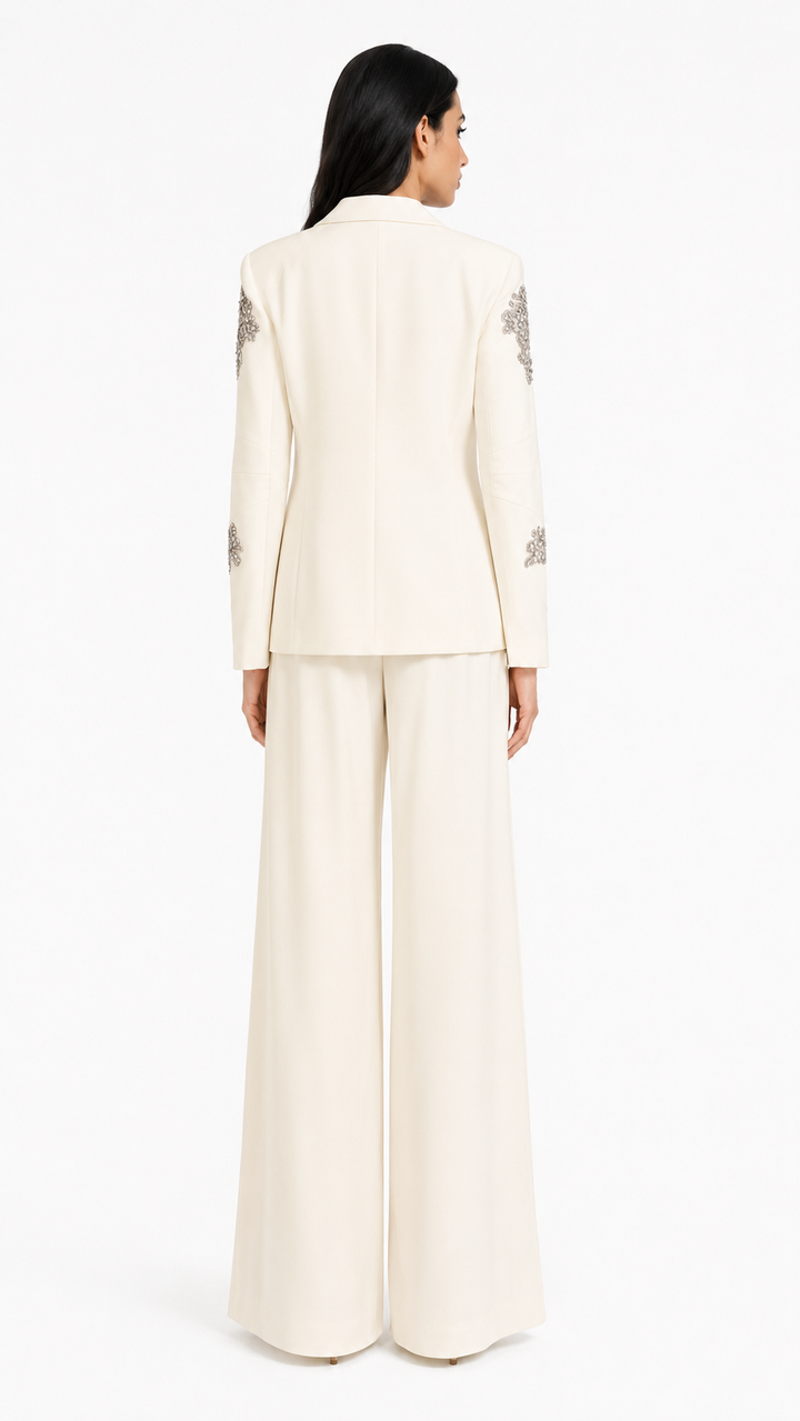 Embellished tailored suit with wide-leg trousers - Atiju