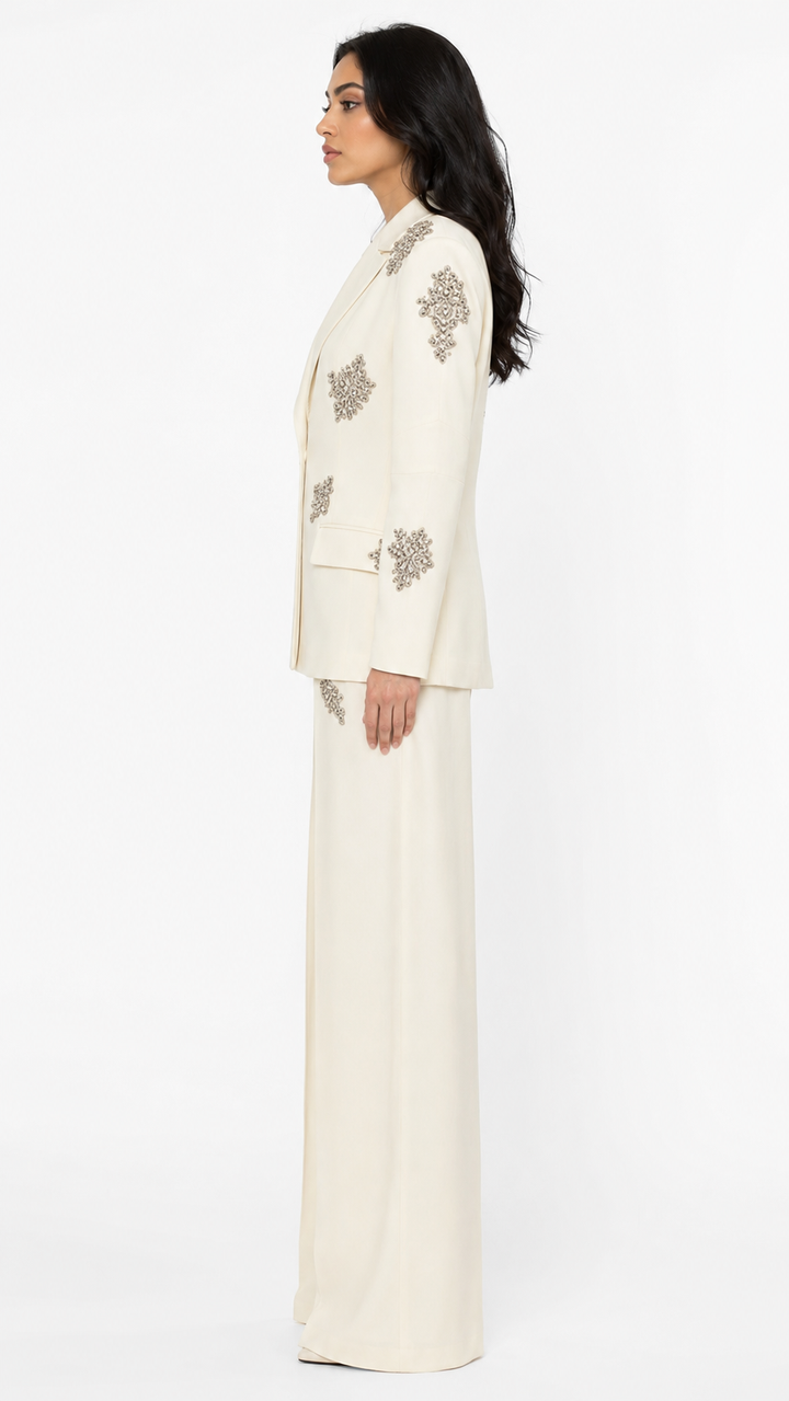 Embellished tailored suit with wide-leg trousers - Atiju