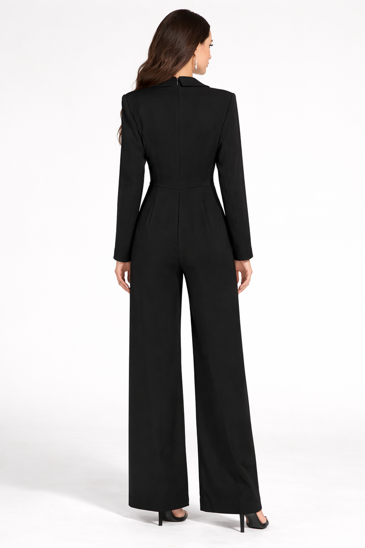 tailored wide-leg jumpsuit with crystal floral applique – ÉTOILE