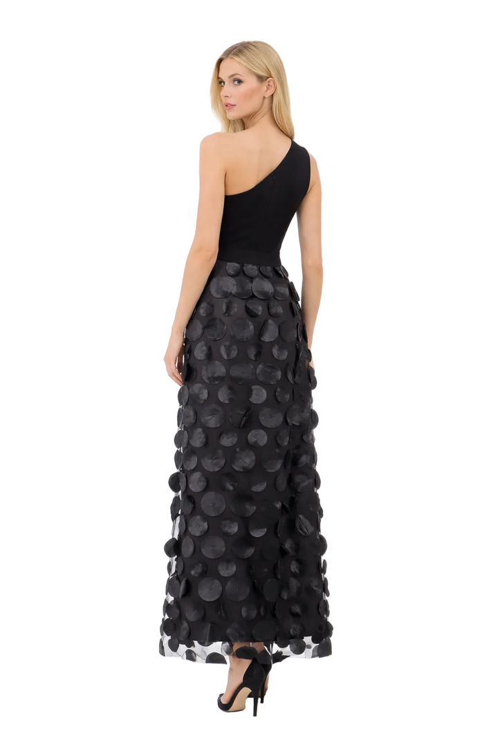 one-shoulder floral appliqué evening dress – BLORM