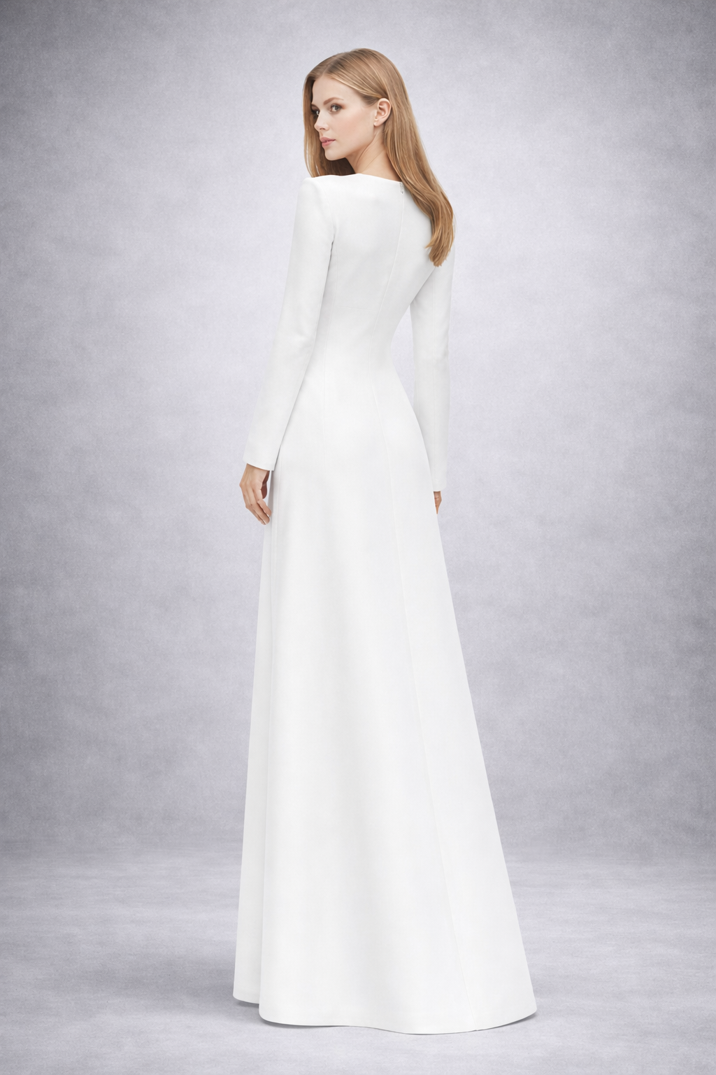 long sleeve column dress with emerald statement necklace detail – MAJESTY