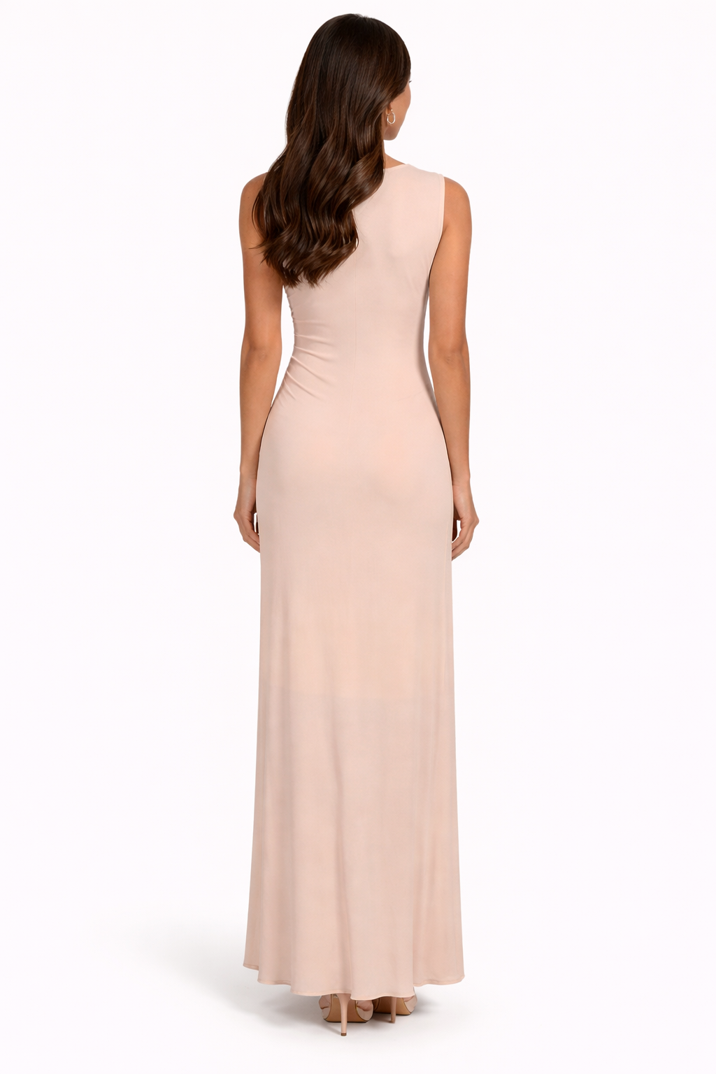 sleeveless woven draped maxi dress with pleated skirt – EZAT