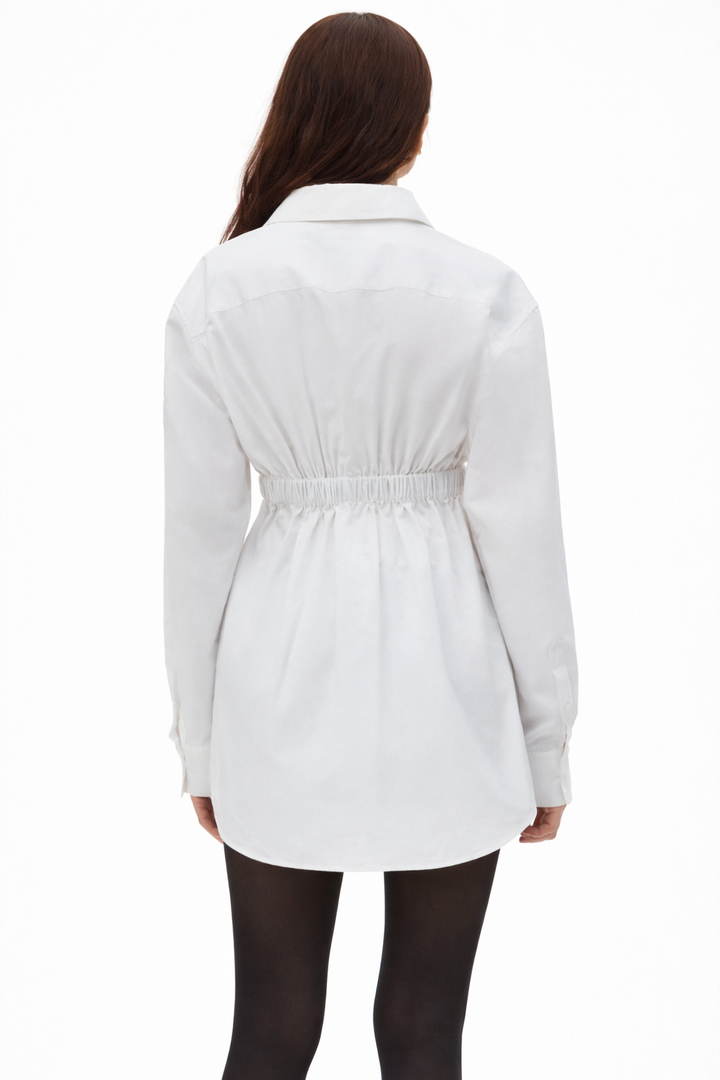 long sleeve button-up shirt with waist belt – ELARA