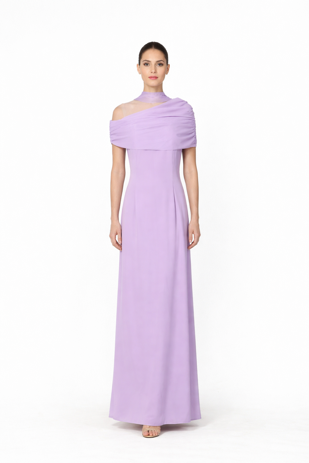 off-shoulder draped neckline maxi dress – BUTTER