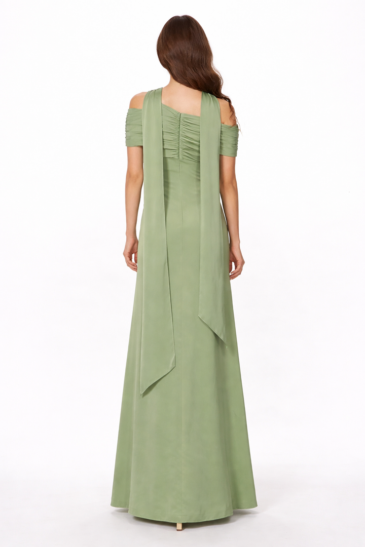 off-shoulder draped neckline maxi dress – BUTTER