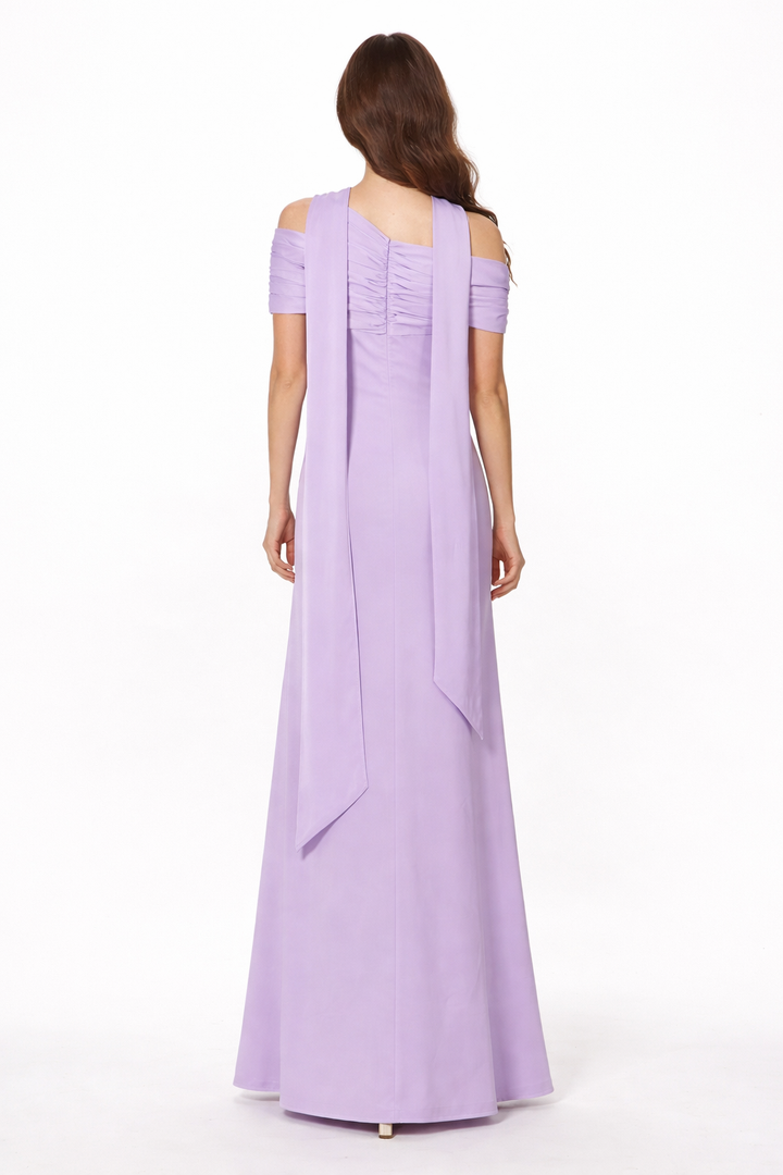 off-shoulder draped neckline maxi dress – BUTTER