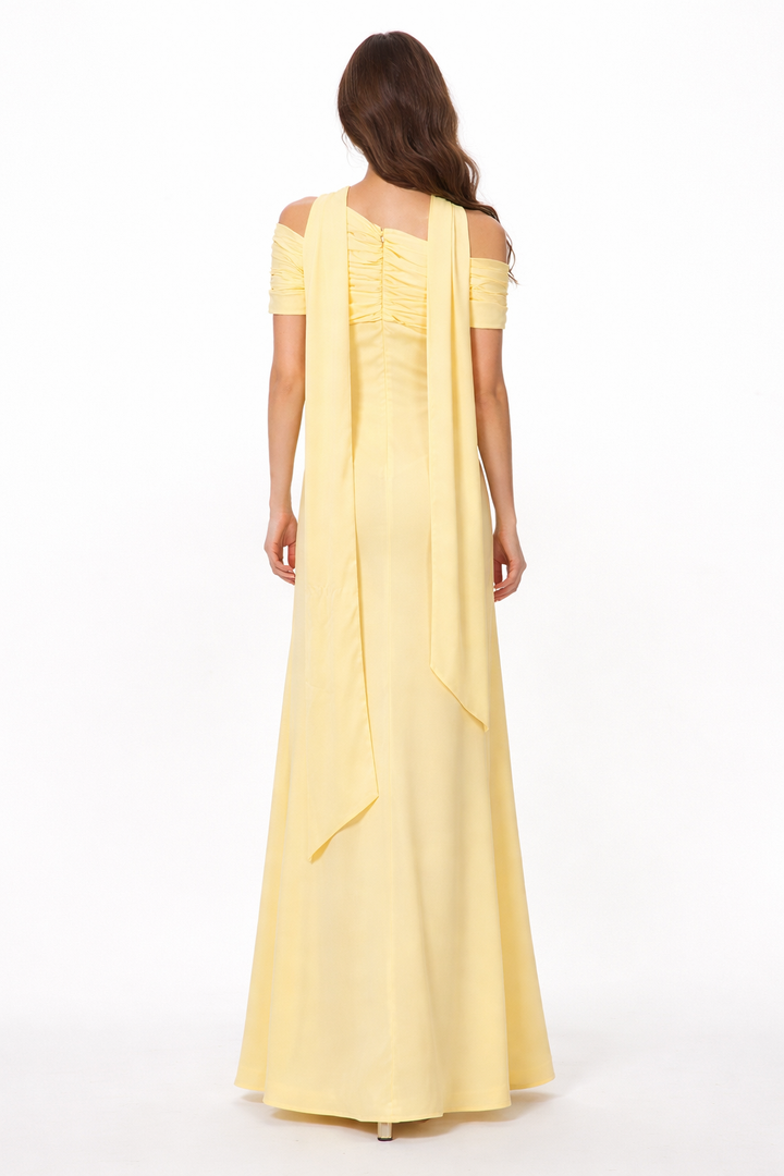 off-shoulder draped neckline maxi dress – BUTTER