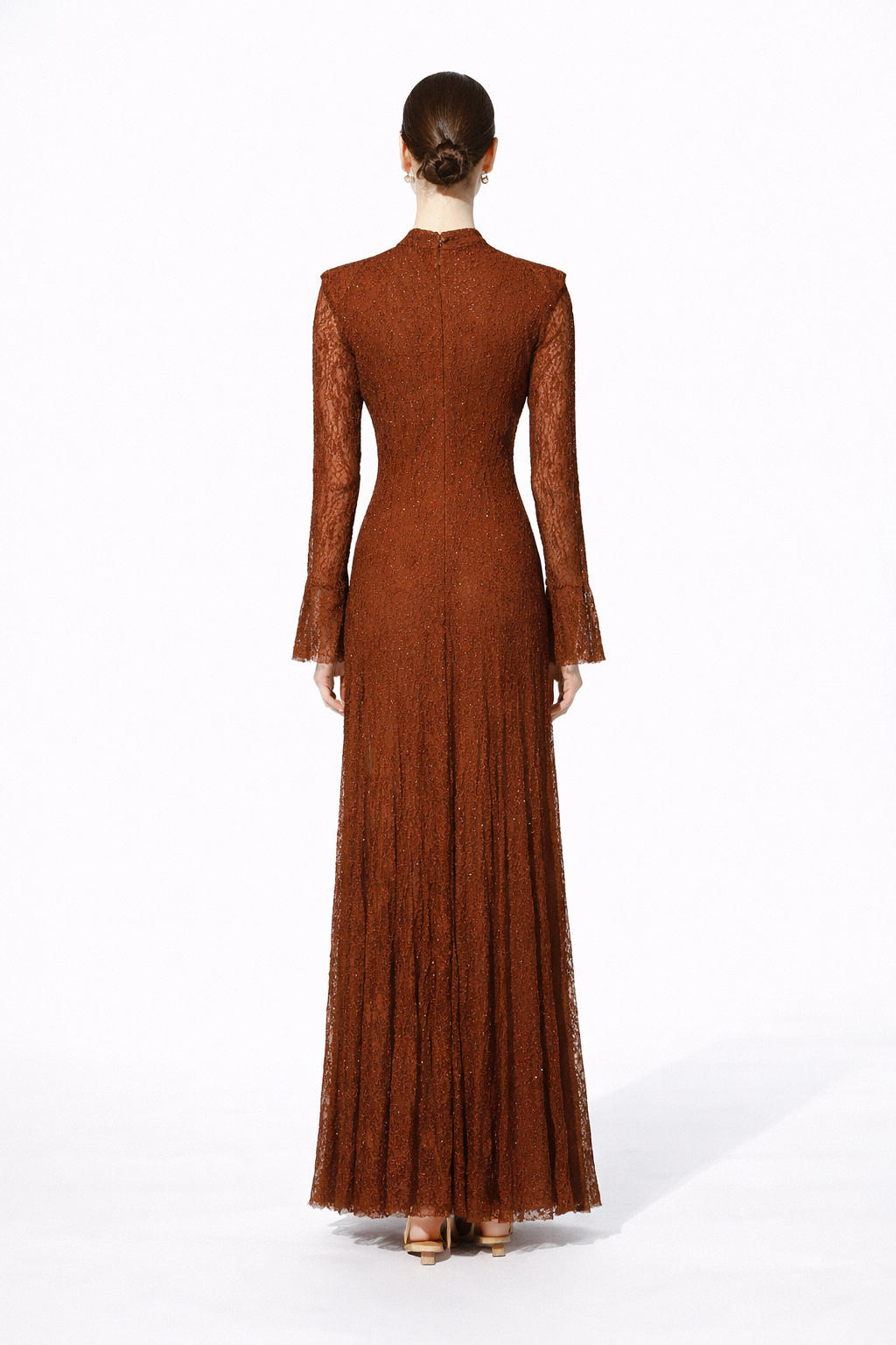 high neck lace embellished maxi dress – LACE