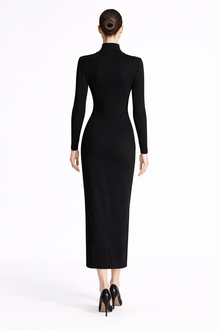 high neck buckle detail bodycon maxi dress – EDGE