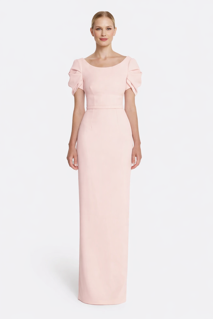 scoop neck puff sleeve column maxi dress – GRACE