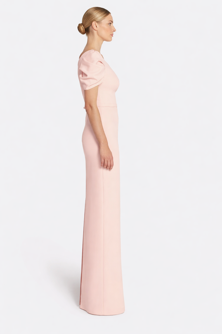 scoop neck puff sleeve column maxi dress – GRACE