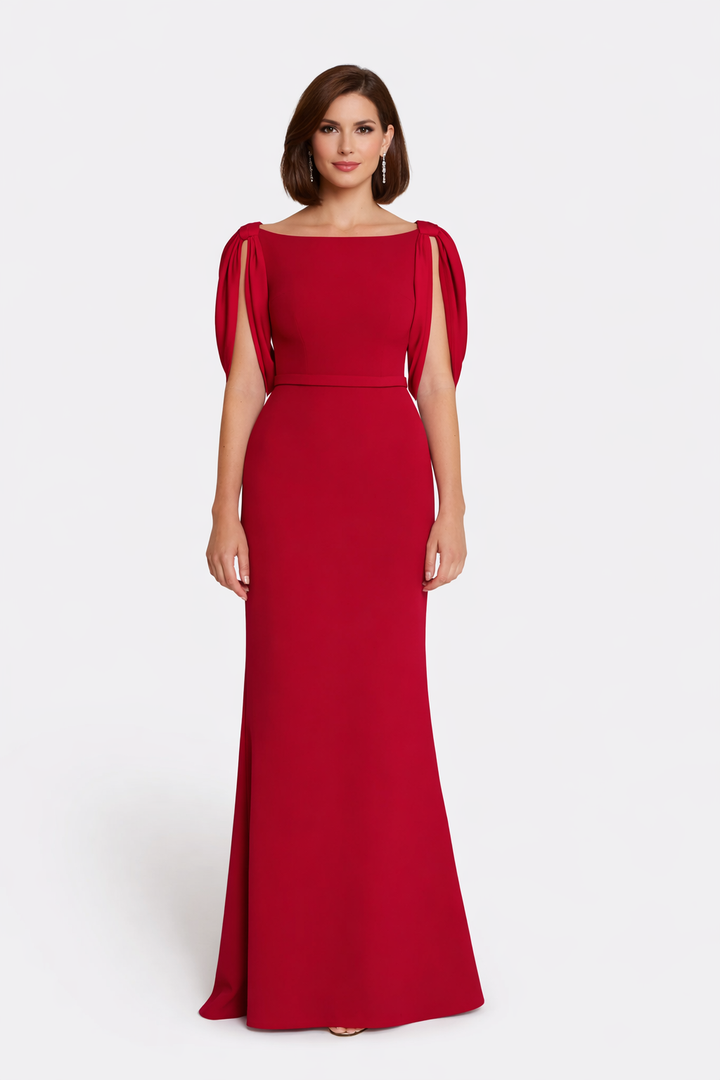 bow-shoulder mermaid gown with open drape sleeves – SASA