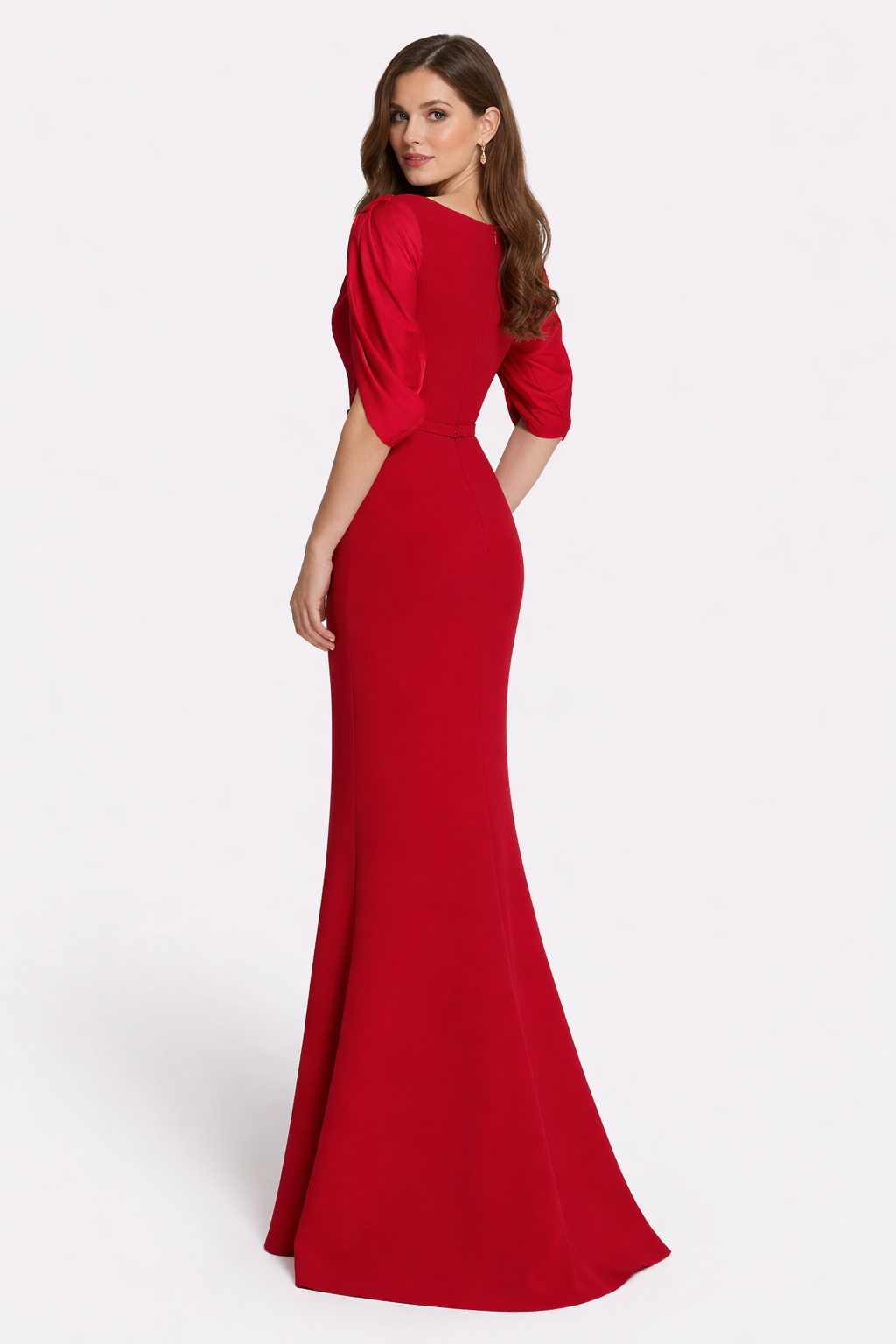 bow-shoulder mermaid gown with open drape sleeves – SASA