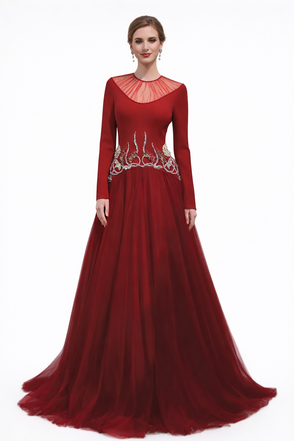 illusion neckline embroidered ball gown – ROYALE