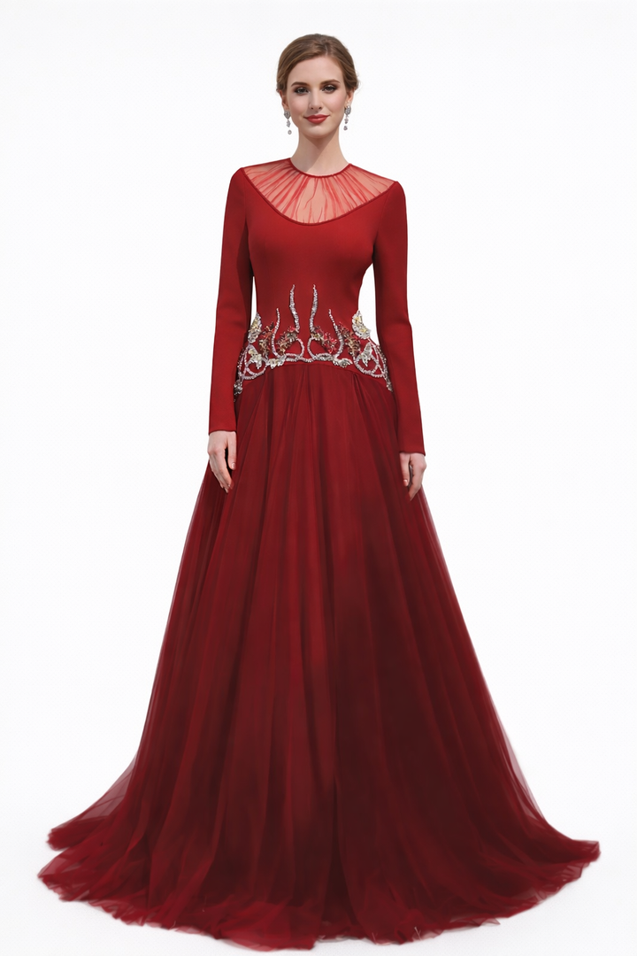 illusion neckline embroidered ball gown – ROYALE