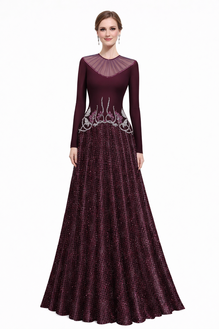 illusion neckline embroidered ball gown – ROYALE