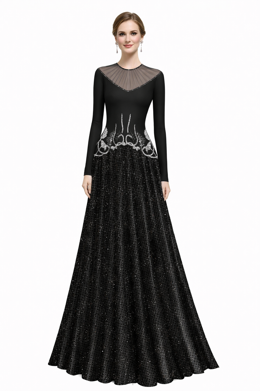illusion neckline embroidered ball gown – ROYALE