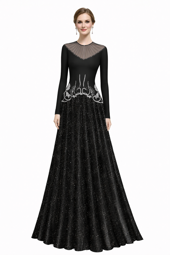 illusion neckline embroidered ball gown – ROYALE