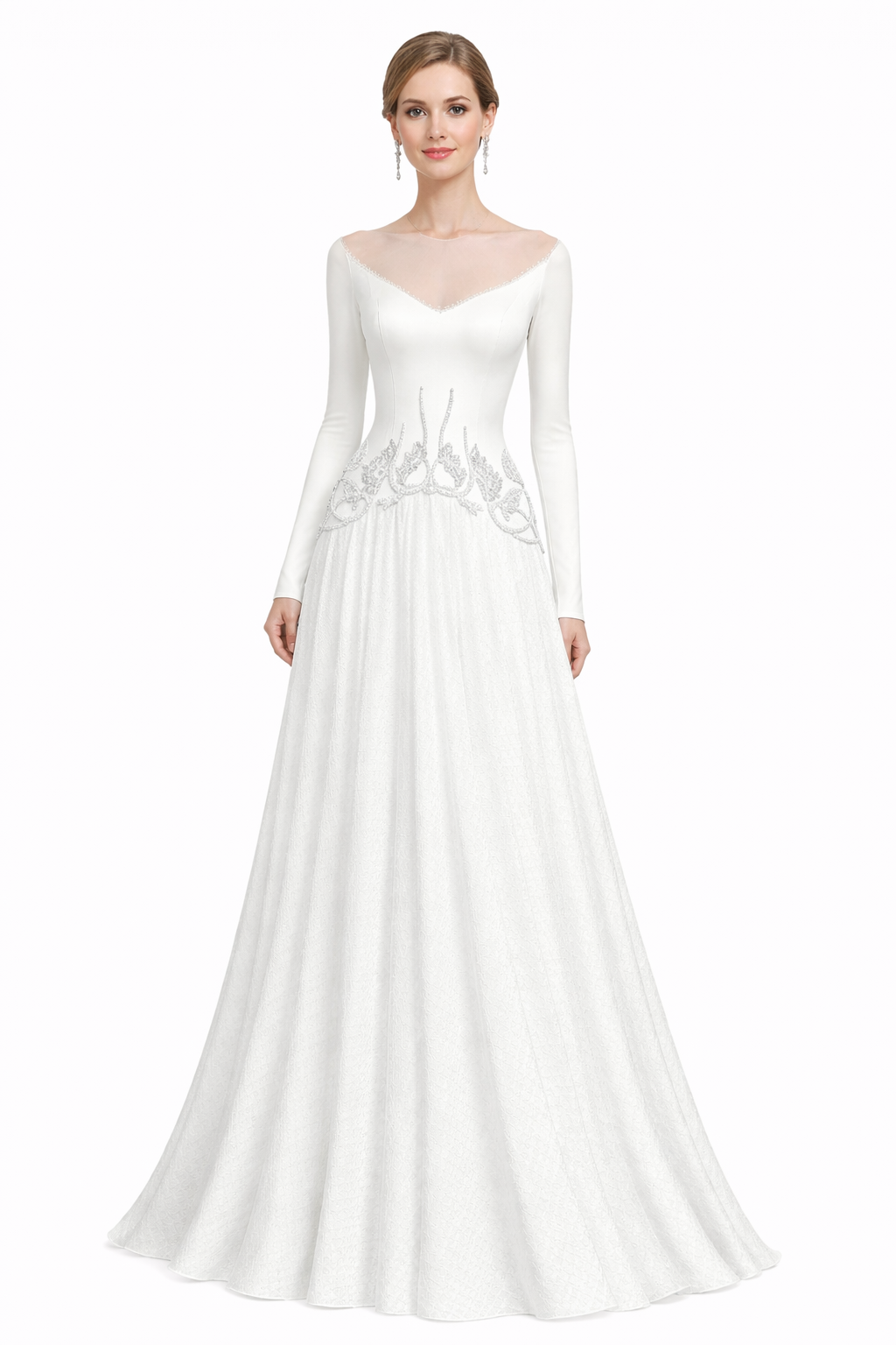 illusion neckline embroidered ball gown – ROYALE