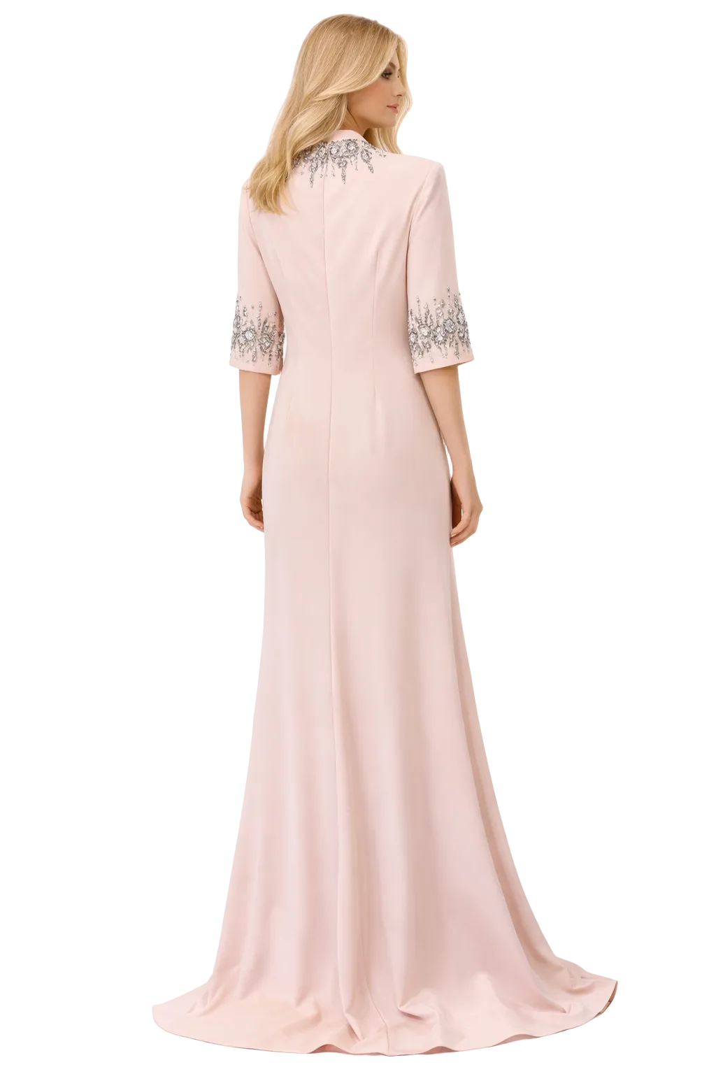 half-sleeve A-line gown with crystal neckline – ASTRID