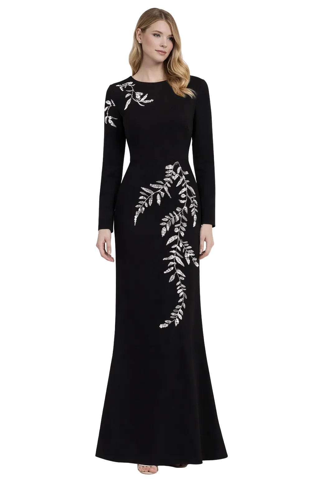 long-sleeve mermaid dress with crystal vine embroidery – LUMINA