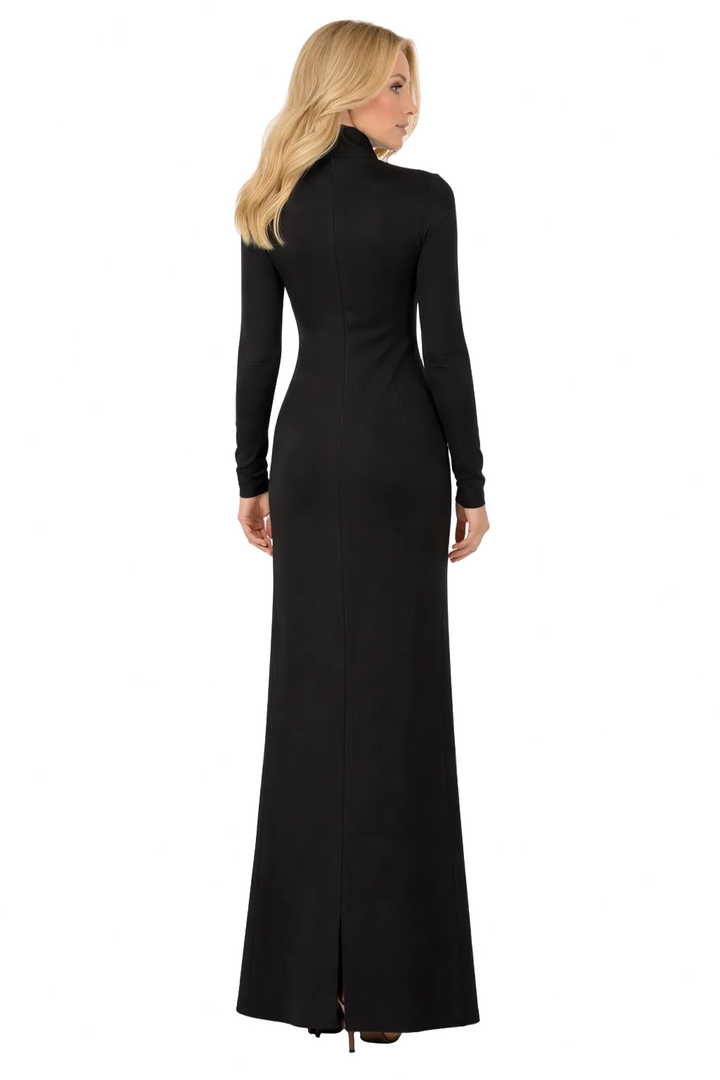 high-neck maxi dress with embellished corset panel – ELARA